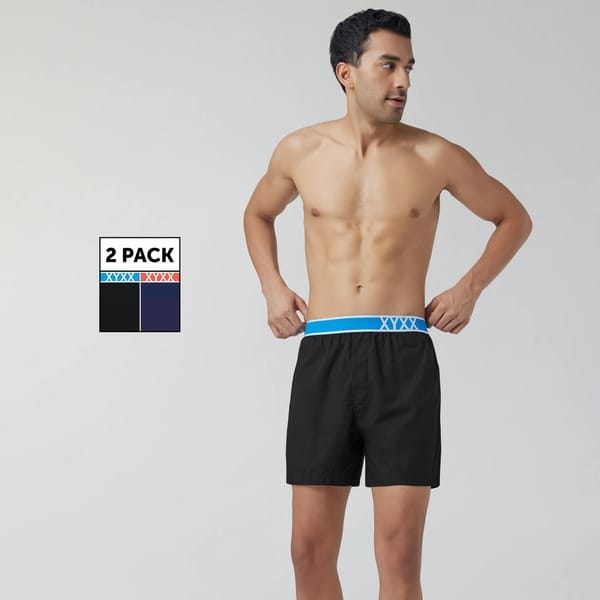 Buy XYXX Volt Super Combed Cotton Boxers (Pack of 2) (Pitch-Black, Navy Blue ) on EMI