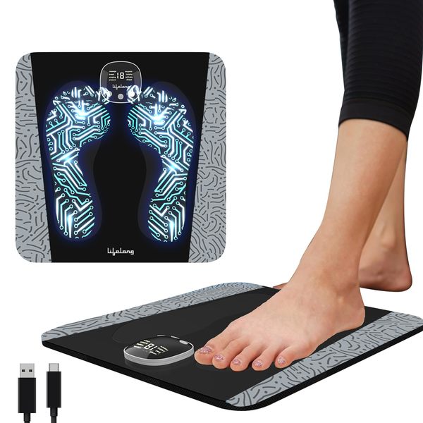 Buy Lifelong EMS Foot Massager- Electric Foot Massager Machine for Pain Relief - 8 Modes, 19 Intensity Levels - Rechargeable, Wireless, Portable (Black) on EMI