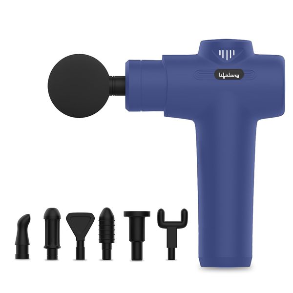 Buy Lifelong Gun Massager Machine for Pain Relief | Body Massager | 6 Speed Settings | 1200 mAH Battery | 7 Heads | Best Gift for Men & Women (LLGM117, Blue) on EMI