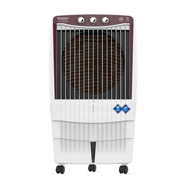 Buy Maharaja Whiteline Maxberg Desert Air Cooler| 200W | 85 L Large Tank| Portable Desert Cooler for Home |Anti-bacterial Honeycomb Pads | 4-way airflow| Inverter Compatible Cooler | 2 Yr Warranty on EMI