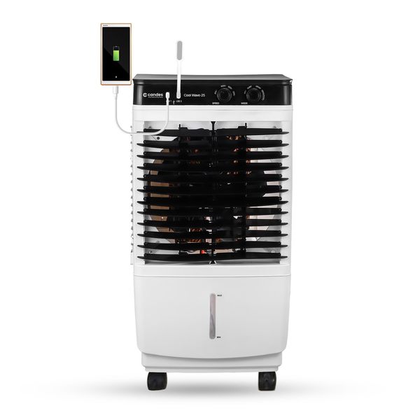 Buy Candes CoolWave 25 L Personal Portable Air Cooler with Anti Bacterial Honeycomb Pads | Auto Swing and 3 Speed Control | Low Power Consumption, White Black on EMI