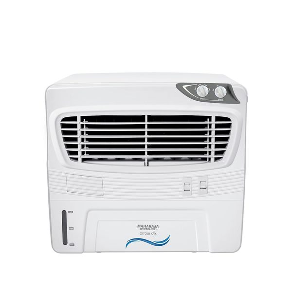 Buy Maharaja Whiteline Arrow Deluxe Personal Air Cooler | 50 Litre Water Tank | High Delivery Rate of 2500CMH | Air Flow of 10.67 Meters | Air Cooler | 715x595x615 mm | White and Grey | 2 Yr Warranty on EMI