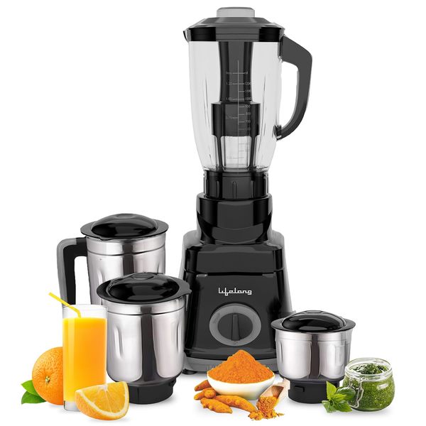 Buy Lifelong Juicer Mixer Grinder for Kitchen - 4 Jars 750 Watt Mixie - Juicer with Fruit Filter, Grinding Jar, Chutney Jar & Liquidizing Jar used as Wet Grinder & Blender - Stainless Steel Blades (LLMG75) on EMI