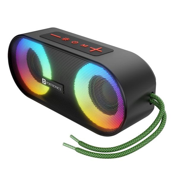Buy Portronics Pixel 3 10W Portable Wireless Bluetooth Speaker with Upto 7Hour Playtime, TWS Connectivity, RGB Lights, FM, AUX,TF Card & USB Drive, IPX7 Water Resistant, Type C Charging Port(Black) on EMI