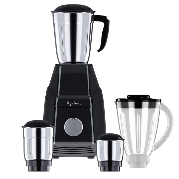 Buy Lifelong LLMG7E – 800 Watt Mixer Grinder With 4 Jars | 3 Speed Settings| Powerful Moter | Chutney Jar, Dry Grinder Jar, Liquidizing Jar & FF Jar used as Wet Grinder & Blender for Milkshake, Smoothie, Puree |  Black on EMI