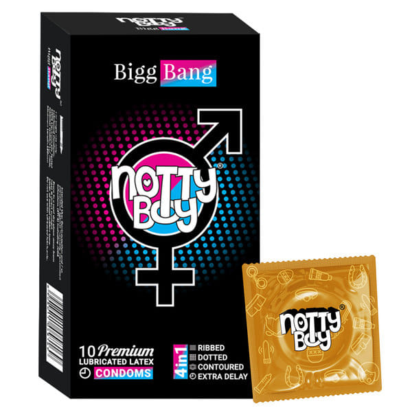 Buy NottyBoy 4 in 1 Dots, Ribs, Time Delay And Contour Condom for Men  10 Count on EMI