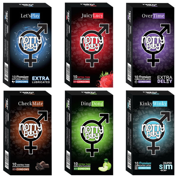 Buy NottyBoy Multi Variety Ultra Thin, Extra Lubricated, Long Time, Chocolate, Apple, Strawberry Condom - 60 Units on EMI