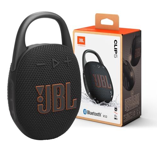 Buy JBL Clip 5 - Ultra-Portable, Waterproof & Dustproof Bluetooth Speaker, Big Pro Sound with Punchy bass, Integrated Carabiner, Up to 12 Hours of Play, Made in Part with Recycled Materials (Black) on EMI