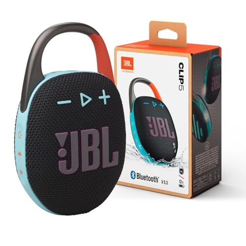 Buy JBL Clip 5 - Ultra-Portable, Waterproof & Dustproof Bluetooth Speaker, Big Pro Sound with Punchy bass, Integrated Carabiner, Up to 12 Hours of Play, Made in Part with Recycled Materials (Black & Orange) on EMI
