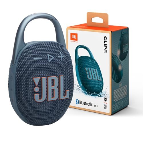 Buy JBL Clip 5 - Ultra-Portable, Waterproof & Dustproof Bluetooth Speaker, Big Pro Sound with Punchy bass, Integrated Carabiner, Up to 12 Hours of Play, Made in Part with Recycled Materials (Blue) on EMI