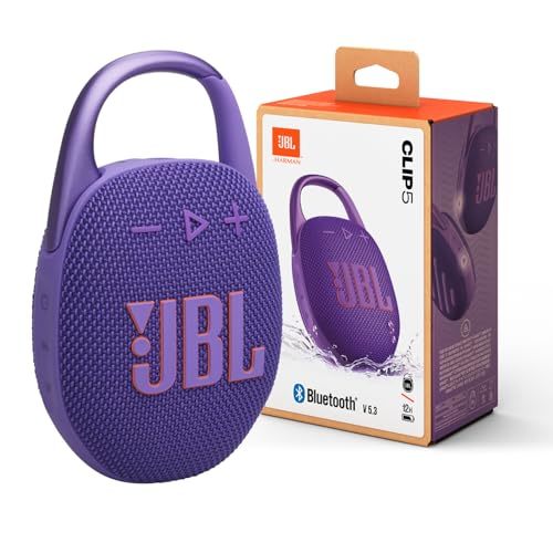 Buy JBL Clip 5 - Ultra-Portable, Waterproof & Dustproof Bluetooth Speaker, Big Pro Sound with Punchy bass, Integrated Carabiner, Up to 12 Hours of Play, Made in Part with Recycled Materials (Purple) on EMI