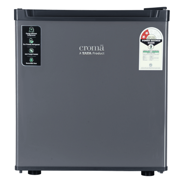 Buy Croma 45 Litres 2 Star Direct Cool Single Door Refrigerator with Anti-Fungal Door Gasket (2025 Model, Metallic Grey)  A Tata Product on EMI