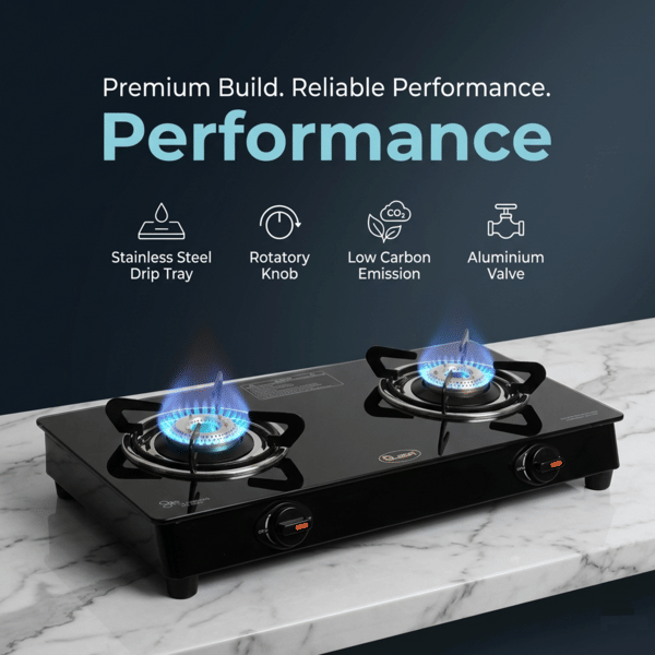 Buy Quba B2 Mini 2 Burner Manual Gas stove Cast Iron Burner- Compact on EMI
