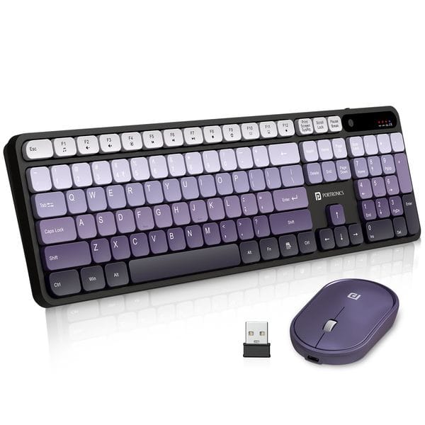 Buy Portronics Key11 Combo Rechargeable Wireless Keyboard and Mouse Set, Bluetooth 5.3&2.4GHz Wireless,Type-C Fast Charging,Gradient Keys, Noiseless Typing, High Precision Mouse, for PC&Laptop(Purple) on EMI