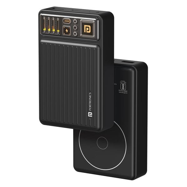 Buy Portronics Luxcell Wireless Mini 20k 20000mAh 15W Magnetic Wireless Fast Charging Power Bank with 22.5 Wired Output With USB-A & Type C Port,Compatible with iPhone 12 & Above,Other QI Enabled Devices (Black) on EMI