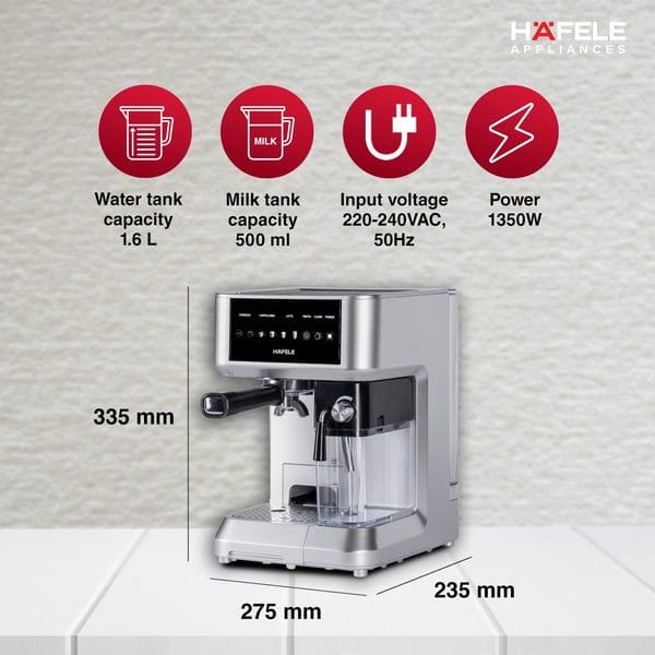 Buy Hafele U Kaffee Nova Coffee Machine-1350W-Silver on EMI