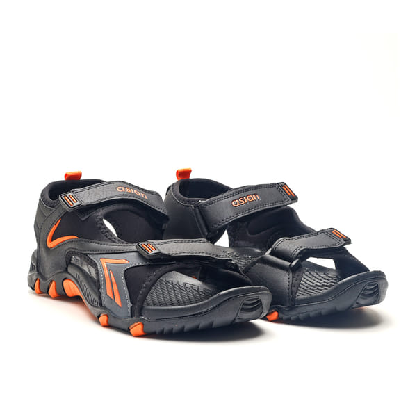 Buy Asian Men's Sandals (Black Orange) on EMI