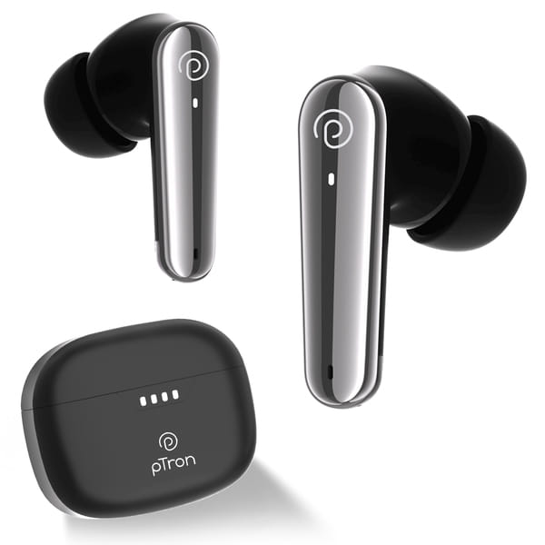Buy pTron Basspods Tour TWS Earbuds with 3D AudioScape, 45Hrs Playtime, TruTalk AI-ENC Calls, 50ms Low Latency Sync, BT v5.3, Type-C Fast Charging, Voice Asst. & IPX5 (Black) on EMI