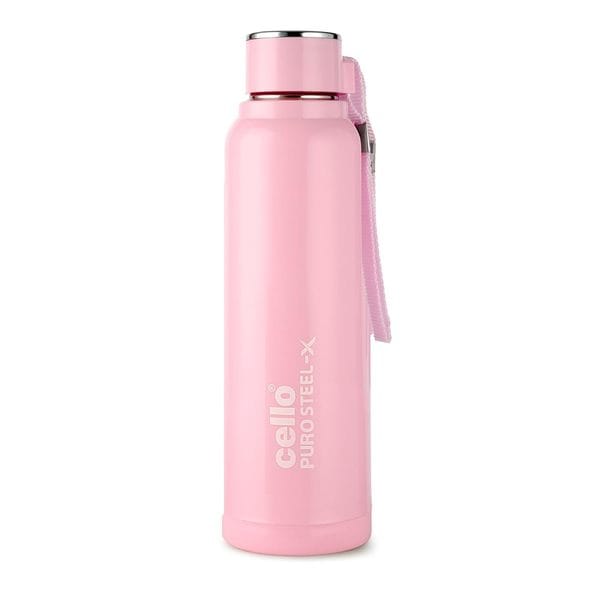 Buy Cello Puro Steel-X Benz 900 | Water Bottle with Inner Steel and Outer Plastic, 730 ml, Pink on EMI