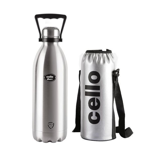 Buy Cello Swift Stainless Steel Double Walled Flask with Thermal Jacket, Hot and Cold, 2200ml, 1pc, Silver on EMI