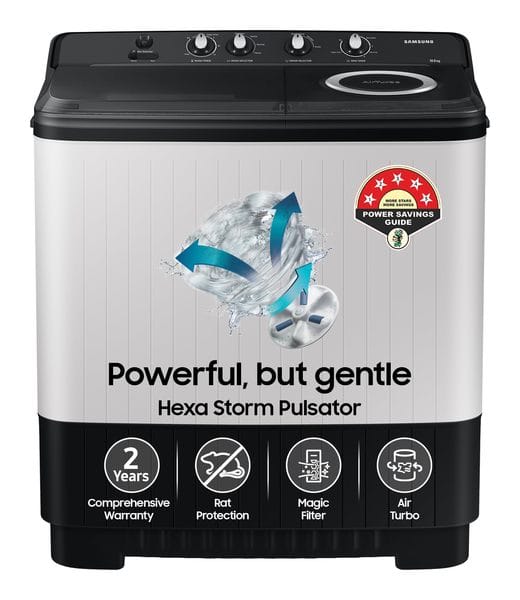 Buy Samsung 10.5 kg, 5 star, Semi-Automatic Top Load (WT10C4260GG/TL, Air Turbo Drying, Light Gray,) on EMI