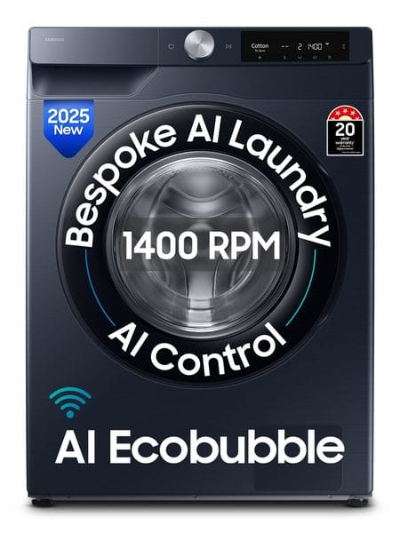 Buy Samsung 9 kg, 5 Star, AI Control, AI Ecobubble, Super Speed, Wi-Fi, Hygiene Steam with Inbuilt Heater, Digital Inverter, Fully-Automatic Front Load (WW90DG6U24ASTL, NAVY) on EMI
