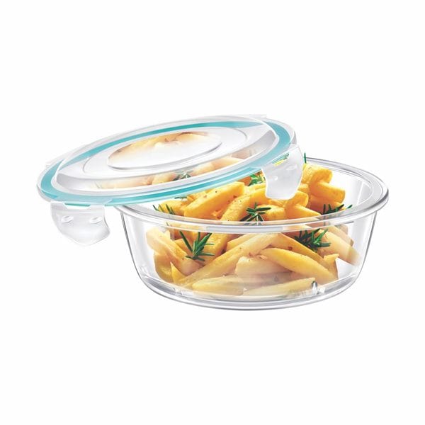 Buy SignoraWare Lock N Store Borosilicate Glass Round Container | Microwave Safe | Convenient Storage | Air tight Lid | Useful for Storage Snacks & Treats | Best for office use  ( 400ml | Clear ) on EMI