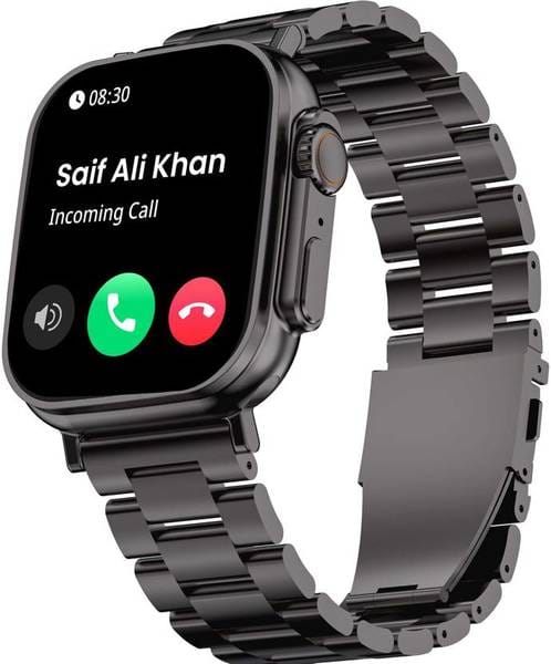 GOBOULT Crown 1.95” Screen, BT Calling, Working Crown, Zinc Alloy Frame, 900 Nits, SpO2 Smartwatch(Silver Strap, Free Size)