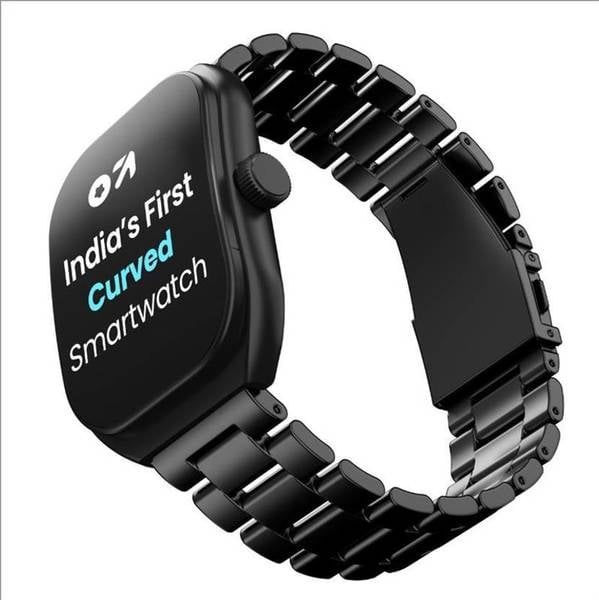 Buy GOBOULT Trail 2.01" 3D Curved HD Display, Working Crown, 190+ Watch Faces, Health Track Smartwatch(Metal Black Strap, Free Size) on EMI
