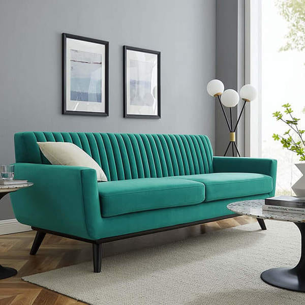 Buy Apkainterior Astra Three seater wooden sofa in Green Color on EMI