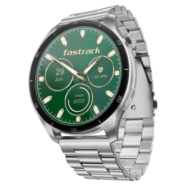 Buy Fastrack Dezire FX1 PRO Fashion Smart Watch, 1.43" AMOLED, 466*466 Pixel Resolution, SingleSync BT Calling, AI Voice Assistant, 100+ Sports Modes & Smartwatch Faces, Upto 5 Day Battery, IP68 (Sliver) on EMI