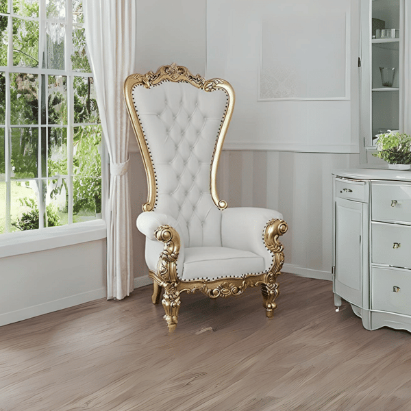 Buy ApkaInterior Maharaja Chair With Gold Finish High Back on EMI