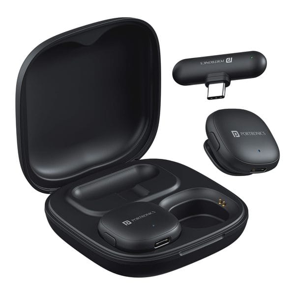 Buy Portronics Vlogmate One India First Powered Wireless Microphone With Noise Reduction, Lapel Mic With Charging Case, Type-C Wireless Mic For Video Recording on EMI
