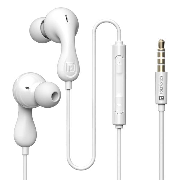Buy Portronics Conch Kappa in Ear 3.5mm Wired Earphones with In Line HD Mic, Powerful Audio, 14.2mm Dynamic Driver, Unique Earbuds Design,In line Controls,Wide Compatibility(White) on EMI
