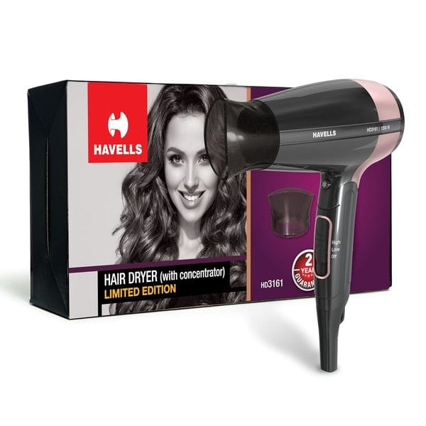 Buy Havells 1200W Foldable Hair Dryer; 3 Heat Settings With Cool Shot (Hot/Cool/Warm),Heat Balance Technology|Cool Black|Your Perfect Blow Dry Companion For Effortless Hair Styling|Hd3161-1200 Watts on EMI