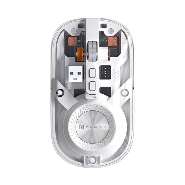 Buy Portronics Toad 8 Transparent Wireless Bluetooth Mouse with Dual Wireless (BT + 2.4 GHz), Rechargeable Battery, Noise-Free Clicking, Show/Hide Desktop, Multi-Device Pair, Adjust Sensitivity (White) on EMI