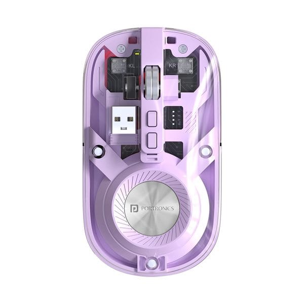 Buy Portronics Toad 8 Transparent Wireless Bluetooth Mouse with Dual Wireless (BT + 2.4 GHz), Rechargeable Battery, Noise-Free Clicking, Show/Hide Desktop, Multi-Device Pair, Adjust Sensitivity (Purple) on EMI