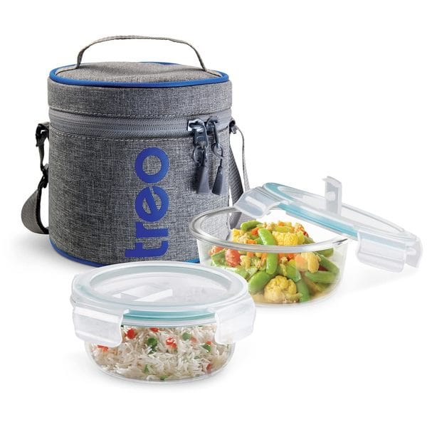 Milton All Fresh Glass Lunch Box Set of 2, Clear, 400 ml Each-Transparent
