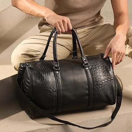 Buy Lifelong Leatherette & Weekender Duffle Bag Travel Bag Overnight Bag with Zip Pocket, Padded Handles, Carry-On Friendly (Black) on EMI