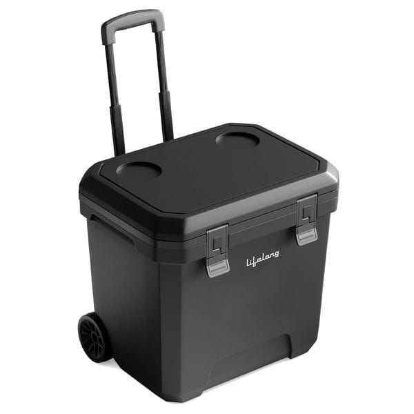 Lifelong 36L Insulated Chiller Ice Box with Wheels | Standard Size Cooler for Travel, Parties, Bar, Medical Use | Keeps Ice Cubes & Drinks Cold for 72-80 Hours | Fully Insulated Lid & Body | BPA-Free