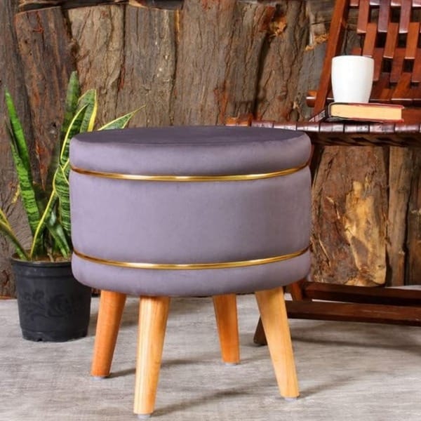 Buy Apkainterior Pouffes Sitting Stool For Living Room, Mudda Puffy Wooden Ottoman Stools, Pouffe Footstool 16x16x18 Inch, Grey on EMI