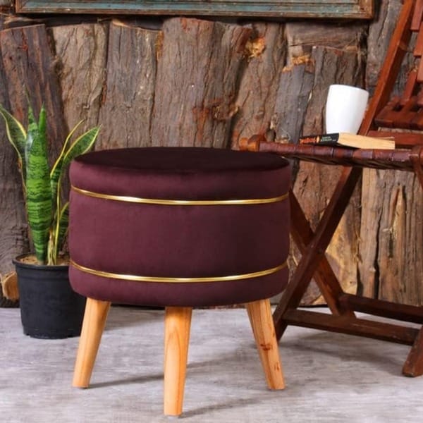 Buy Apkainterior Pouffes Sitting Stool For Living Room, Mudda Puffy Wooden Ottoman Stools, Pouffe Footstool 16x16x18 Inch, Coffee on EMI