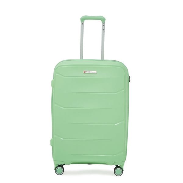 Buy Swiss Military Edge 68cm Lightweight Hard-Top Shell Medium Check-in Luggage Trolley Bag, Premium PP Travel Suitcase with Anti-Theft Zipper & Combination Lock, 360 Wheels 93L Capacity-Green on EMI