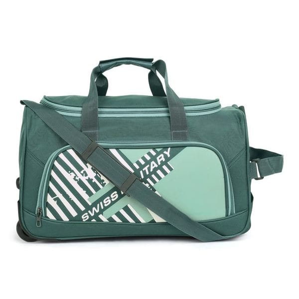 Buy Swiss Military SprintLite Green Duffle Wheeler Bag, 41L Versatile Travel Bag, Durable Tear-Resistant Polyester, Smooth Wheels & Base Stand, Spacious with Quick-Access Zipper Pocket, Travel-Friendly on EMI