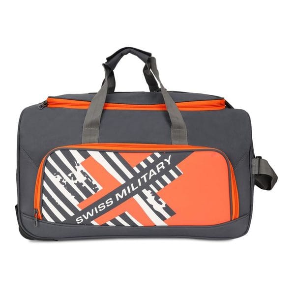 Buy Swiss Military SprintLite Grey Duffle Wheeler Bag, 61L Versatile Travel Bag, Durable Tear-Resistant Polyester, Smooth Wheels & Base Stand, Spacious with Quick-Access Zipper Pocket, Travel-Friendly on EMI