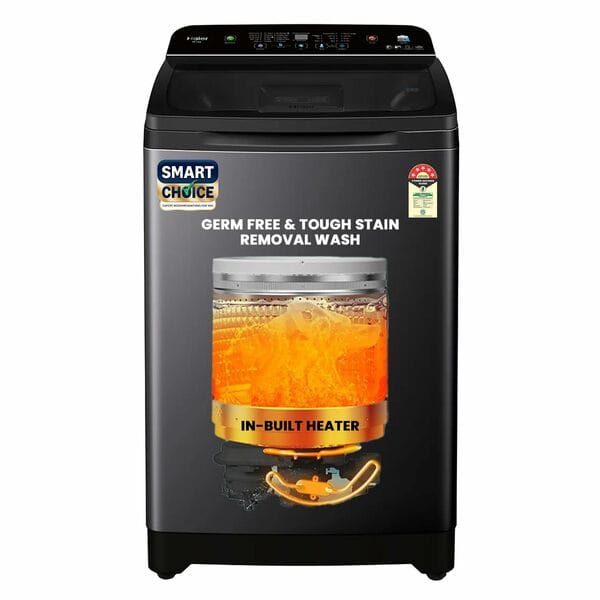 Buy Haier SmartChoice 10.5 kg 5 Star Inbuilt Butterfly heater, Oceanus Wave Drum Washing Machine Fully Automatic Top Load (HWM105-H688BK,Black) on EMI
