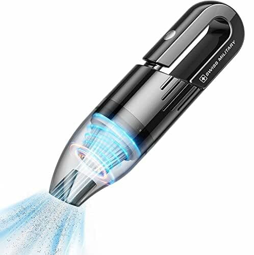 Buy Swiss Military VC03 Wireless Vacuum Cleaner for Car, Home & Office 120W Powerful Motor, 6000PA Suction, Rechargeable 2000mAh Battery, Wet & Dry Use, Compact Portable Vacuum with 3 Attachments-Black on EMI