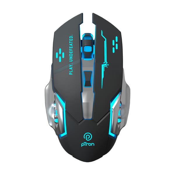 Buy pTron Flick M2 Wireless Gaming Mouse w/ RGB Lights, Precision Tracking, Dual Wireless Modes-BT & 2.4GHz, 6 Buttons, Thumb Support, Rechargeable, Ergonomic Design for Laptop, Smartphone, Tablet (Black) on EMI