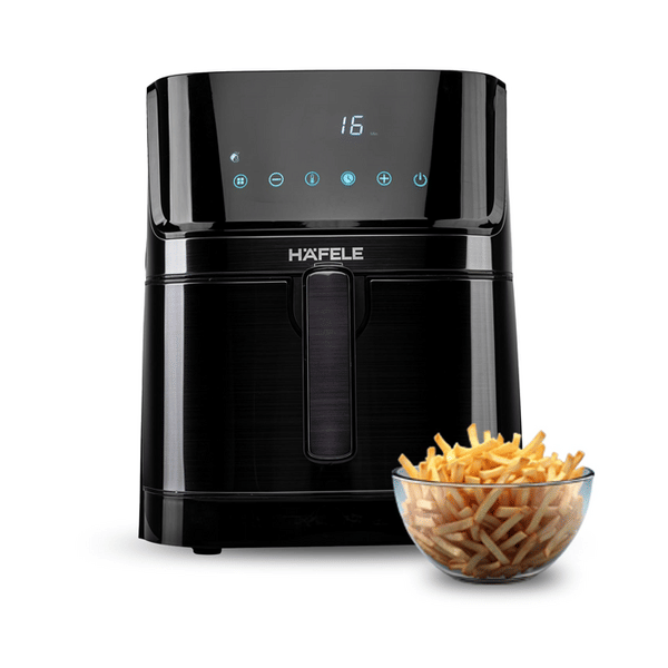 Buy Hafele 6.3L 1700W Digital Air Fryer – Rapid Air Technology, Oil-Free Cooking with Timer & Auto Shut-Off (Black) on EMI