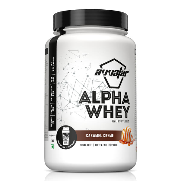 Buy Avvatar Alpha Whey | 1 Kg | Caramel Crème Flavour on EMI